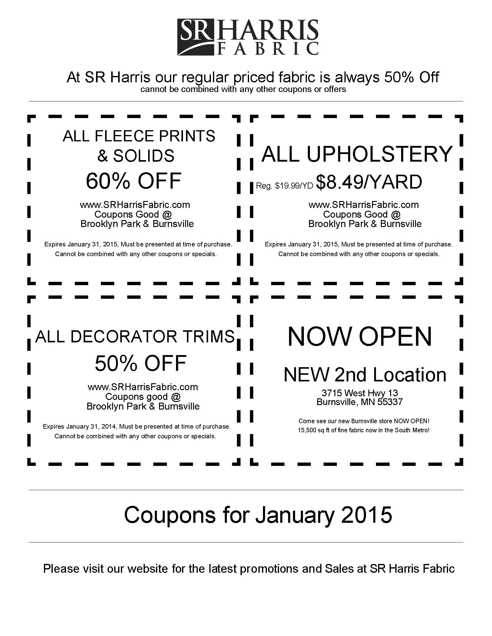 Sr harris coupons